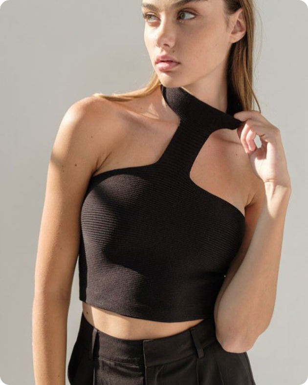 Fashion model in elegant black outfit